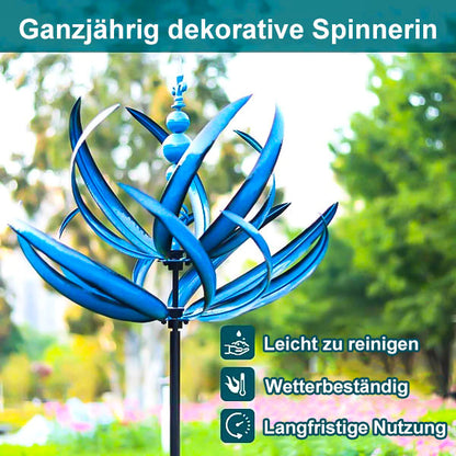 Tuinwindmolen Draaibaar Metaal Weervaan Vogel Design Blauw Rood 90cm voor Terras Tuin Balkon Decoratie