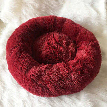 Huisdiermand Pluche Rond met Verhoogde Rand Grijs Bruin Roze voor Honden en Katten 40-120 cm Wasbaar Rustgevend Ontwerp