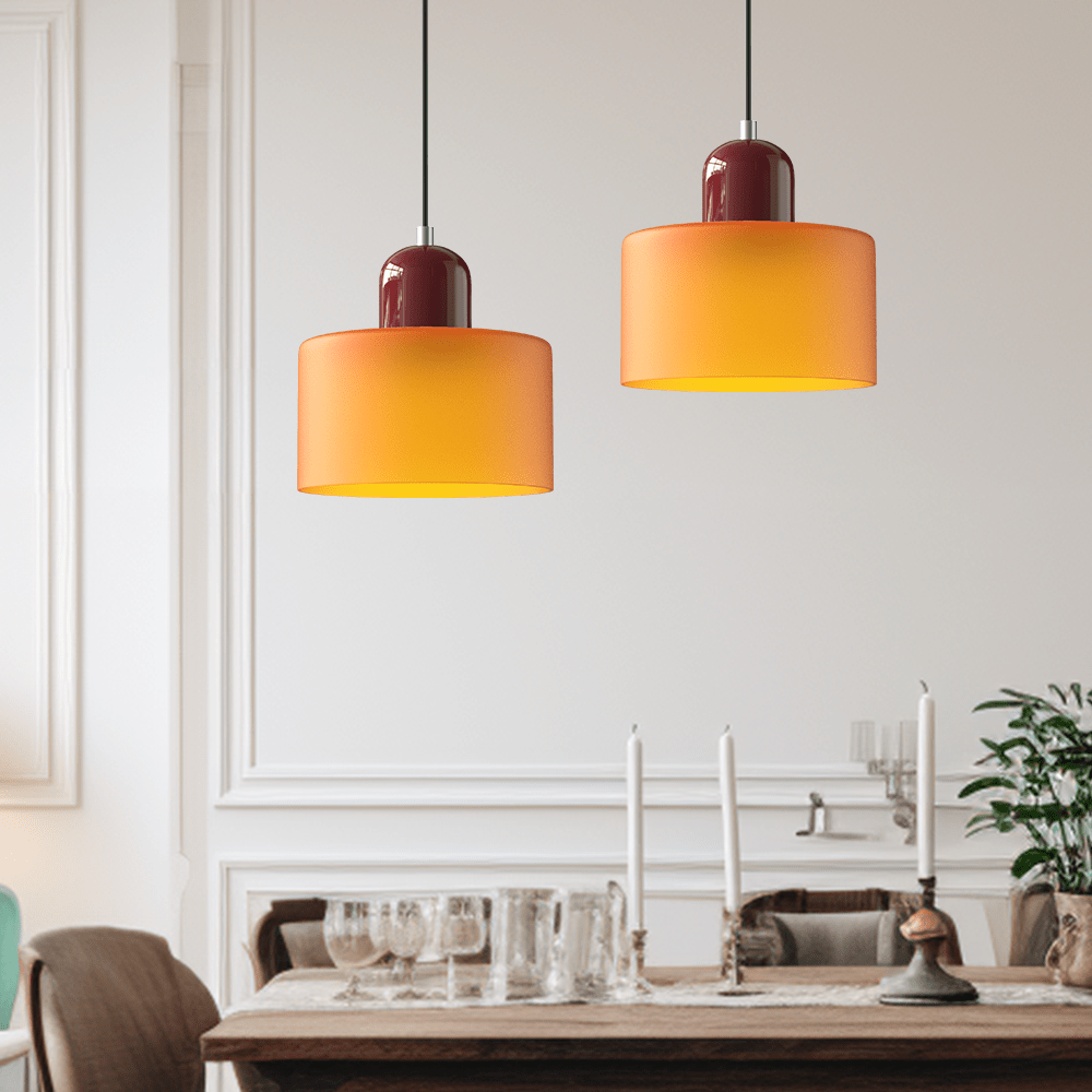 Glazen Hanglamp Bauhaus-Stijl Handgeweven Afwerking Eetkamer Woonkamer