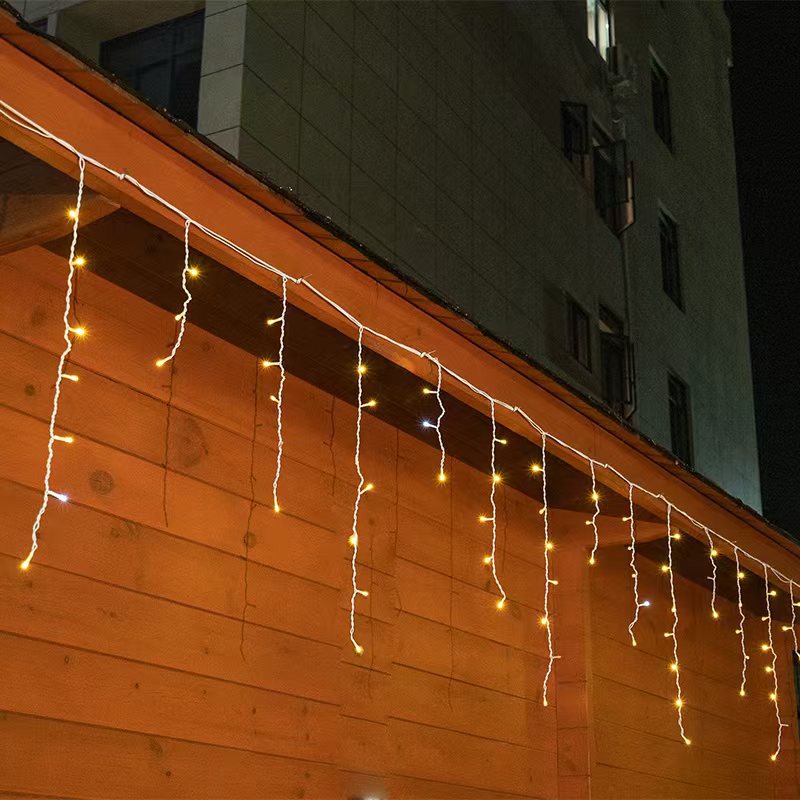 50 Meter Led IJspegel Lichtgordijn Met Warm Wit Waterfallicht Voor Buiten
