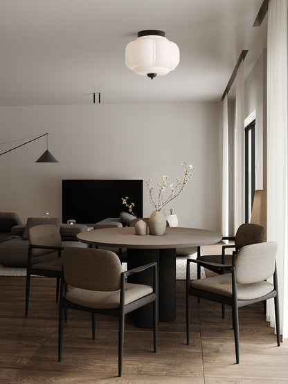 Retro Plafondlamp met Melkglazen Kap – Verfijnde Semi-Flush Mount Verlichting voor Moderne Interieurs