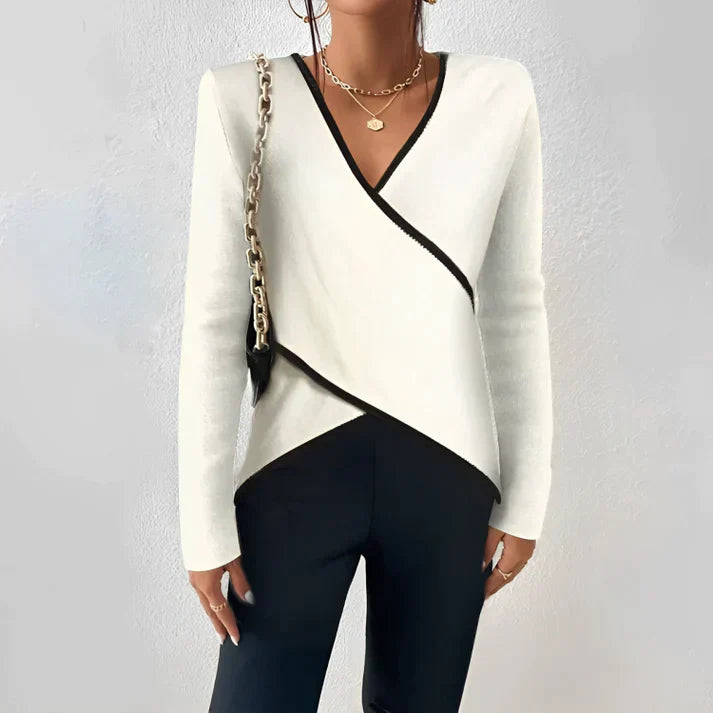 Vrouwelijke Top Lange Mouwen V-Hals Zomer Jurk Model - StudioMarella