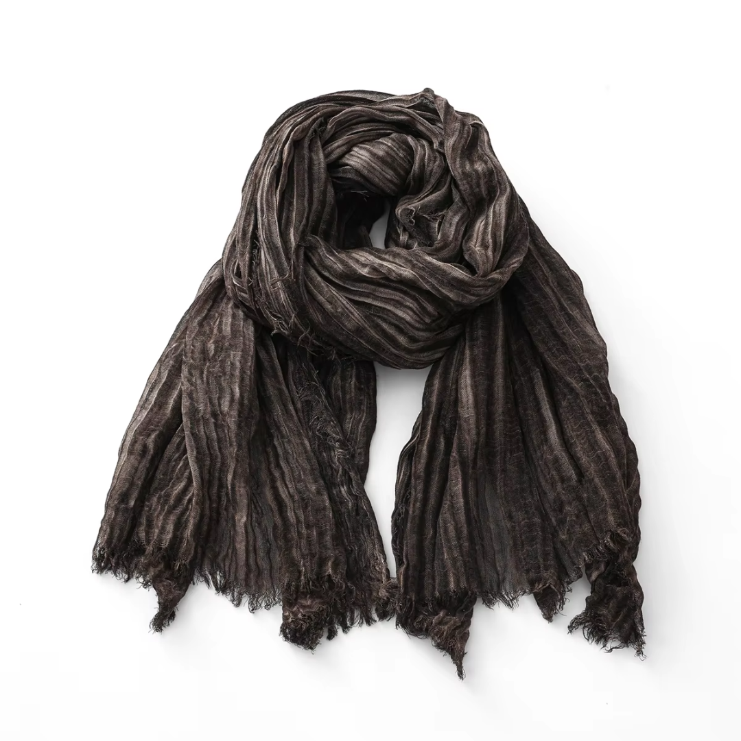Katoenen Sjaal met Textuur en Linnen Look