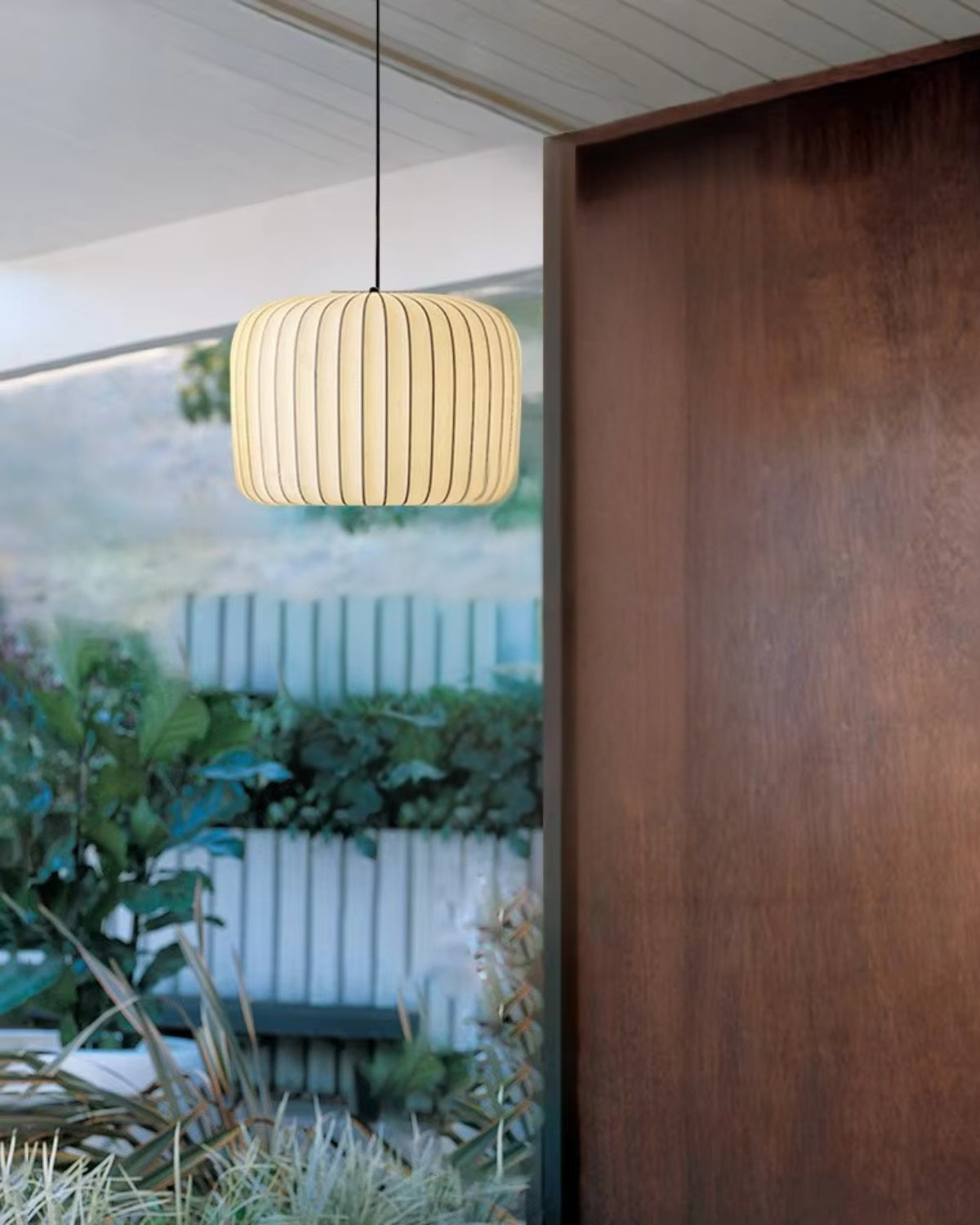 Moderne hanglamp met stoffen lampenkap – minimalistische design plafondlamp in stretchstof voor eetkamer en woonkamer