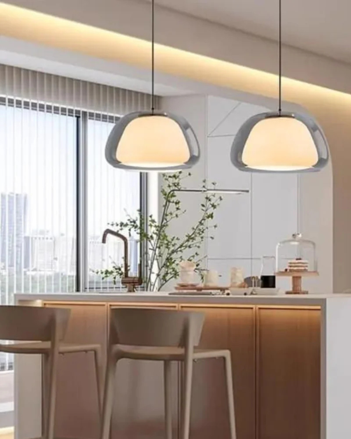Luxe Glazen Hanglamp Met Mat En Transparant Glas In Minimalistisch Japandi Design