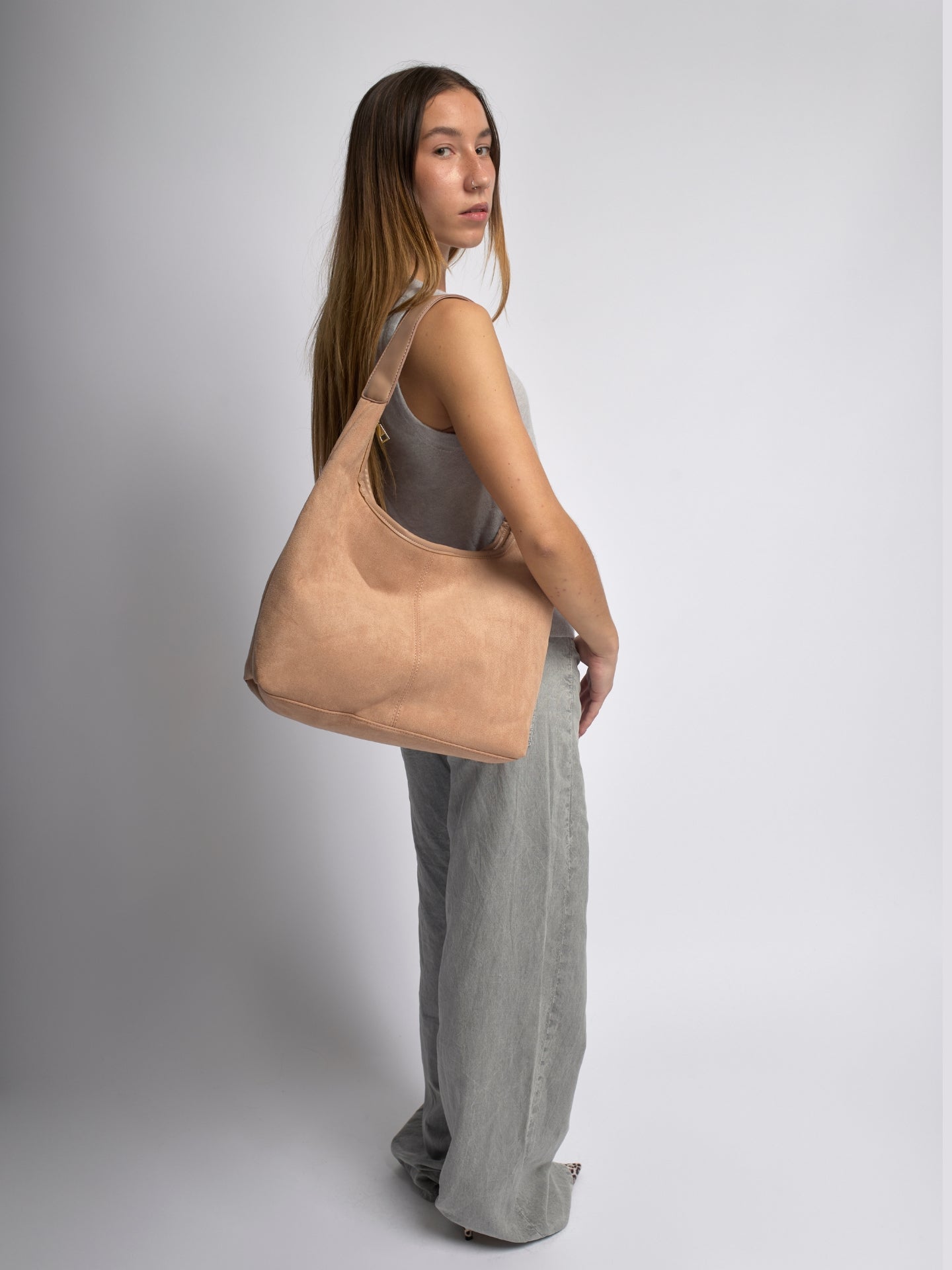 Halfronde Leren Tote Tas Vegan en Duurzaam