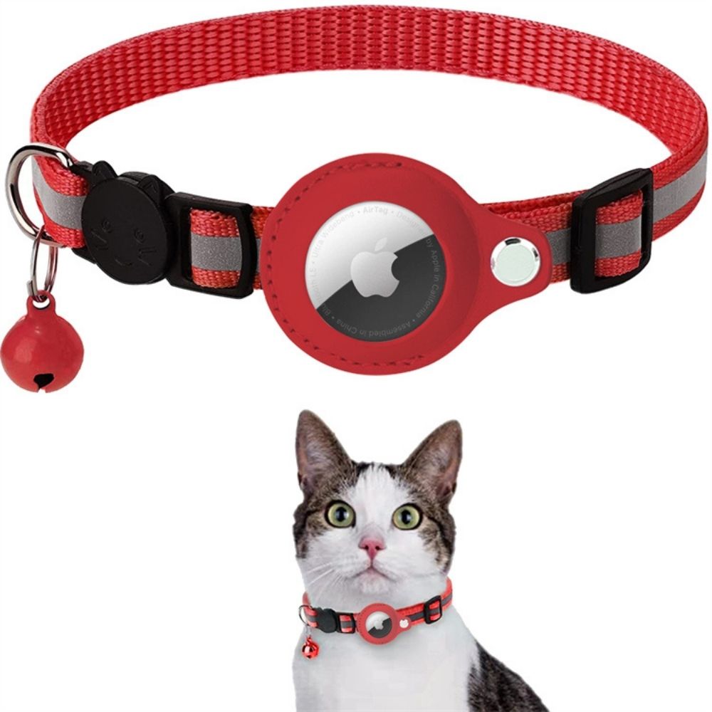 Veiligheidskat Halsband met Reflecterende Strepen en Snelsluiting | GPS Tracker Houder