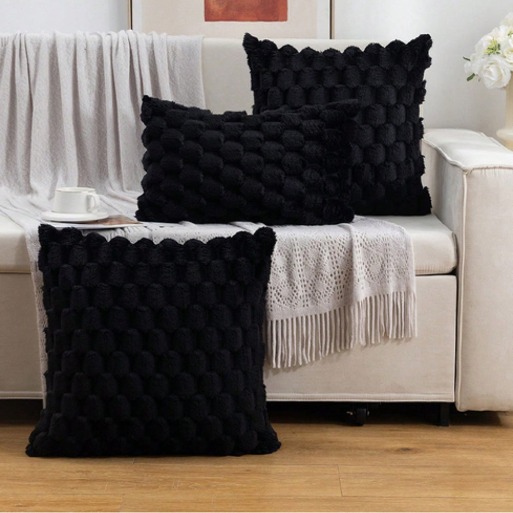Zachte Kussenslopen met Geribbelde Marshmallow Textuur – Luxe Kussenhoes in Crème, Roze, Grijs, Zwart voor Woonkamer & Slaapkamer