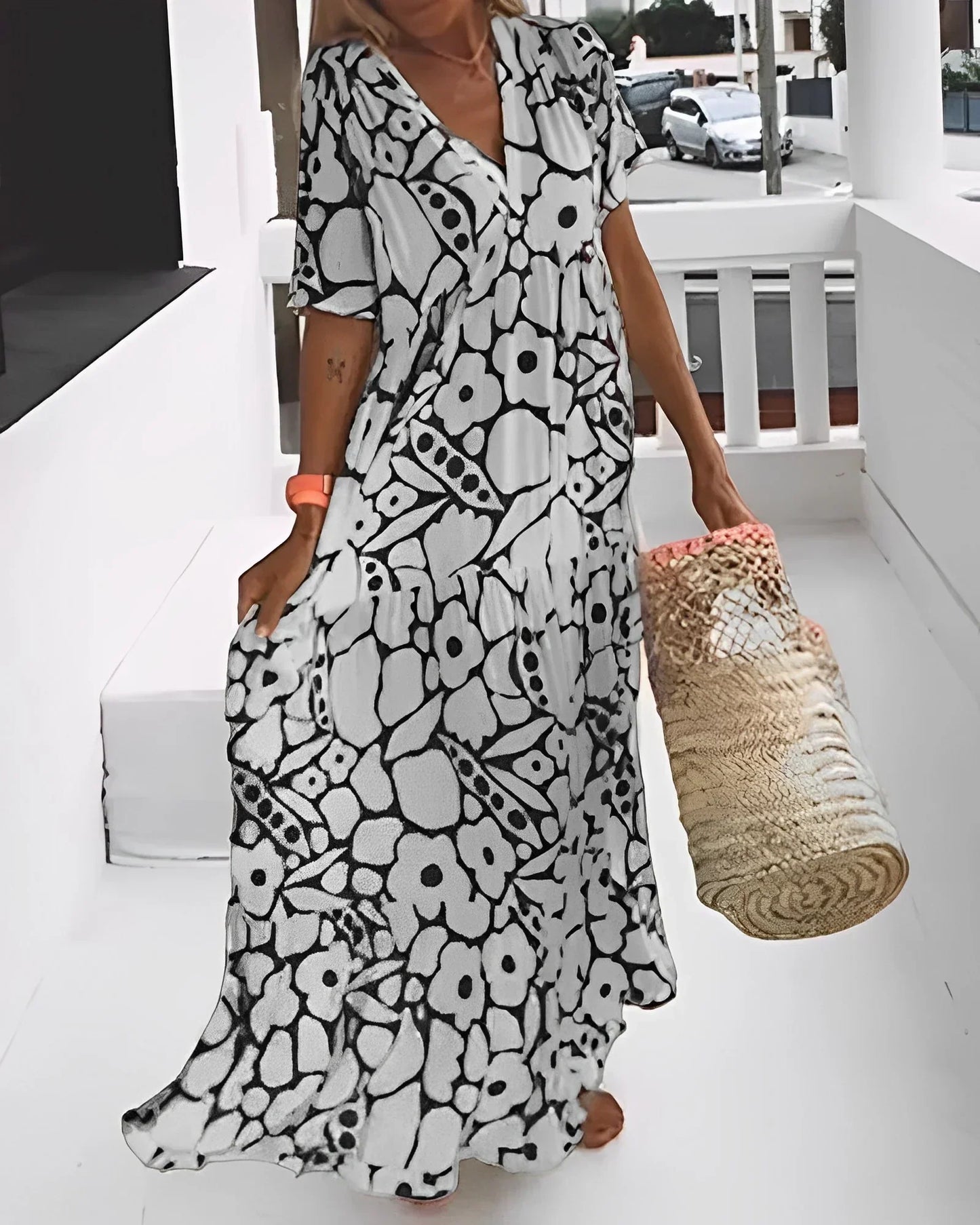 Vrouwelijke Jersey V-Hals Leuke Print Top