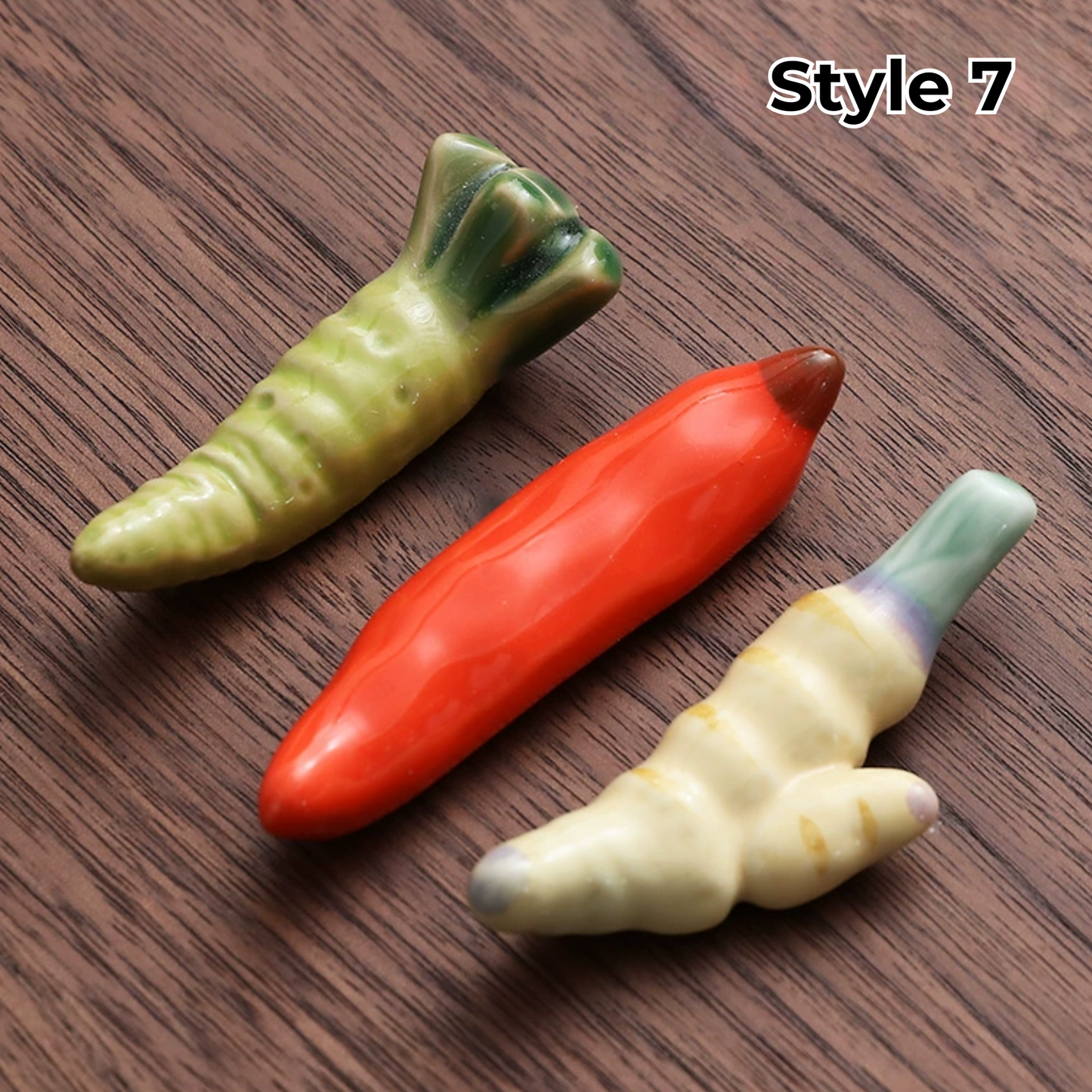 Keramische Eetstokjessteun met Dier- en Fruitmotieven – Set van 3