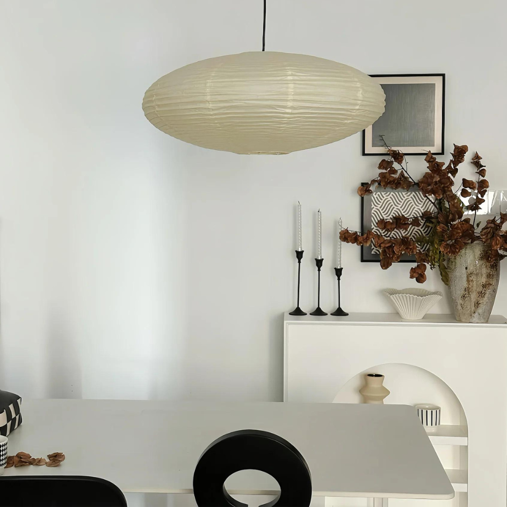Plafondlamp Mulberry Papier Japandi Design Ø50 Ø60 LED Dimbaar Wit Geometrisch