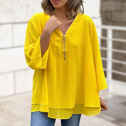 Vrouwelijke Chiffon Bloes Lichte Zomerkleding