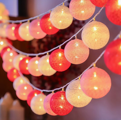 Lichtslinger met Geweven Bolletjes Warm LED Sfeerlicht voor Slaapkamer Woonkamer 20-200 Lichtpunten