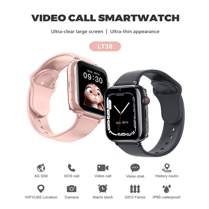 Slimme Kinderhorloge met 4G Videobellen en GPS-Tracking Roze Zwart Wit