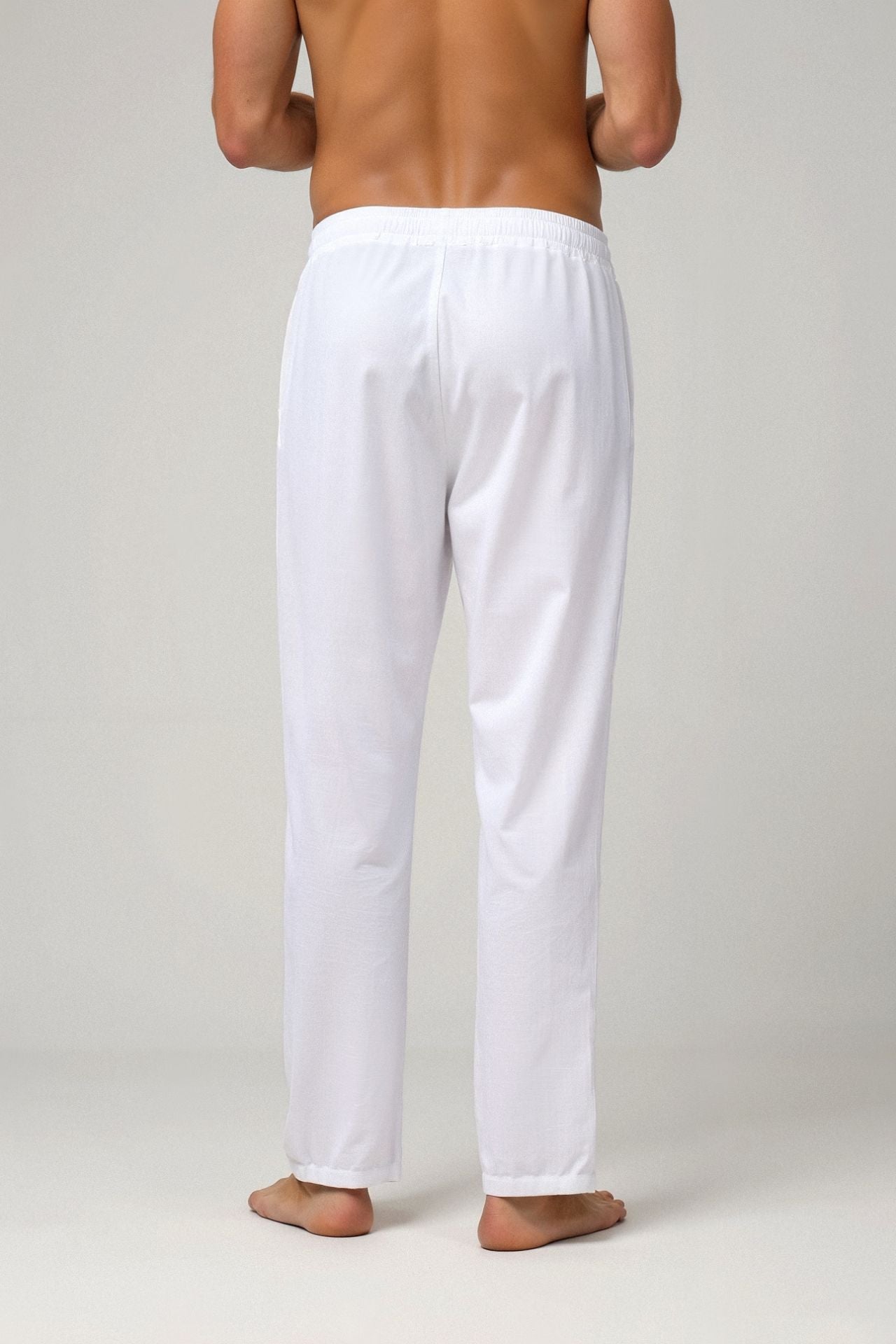 Heren Joggingbroek Wit Knoopsluiting Elastisch