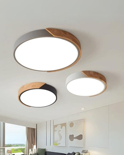 Moderne ronde plafondlamp met houtaccent en LED verlichting – minimalistische designlamp in 23 30 40 50 en 60 cm