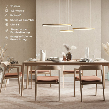 LED Hanglamp Ringen Zwart Wit Goud Dimbaar 70W Aluminium Modern