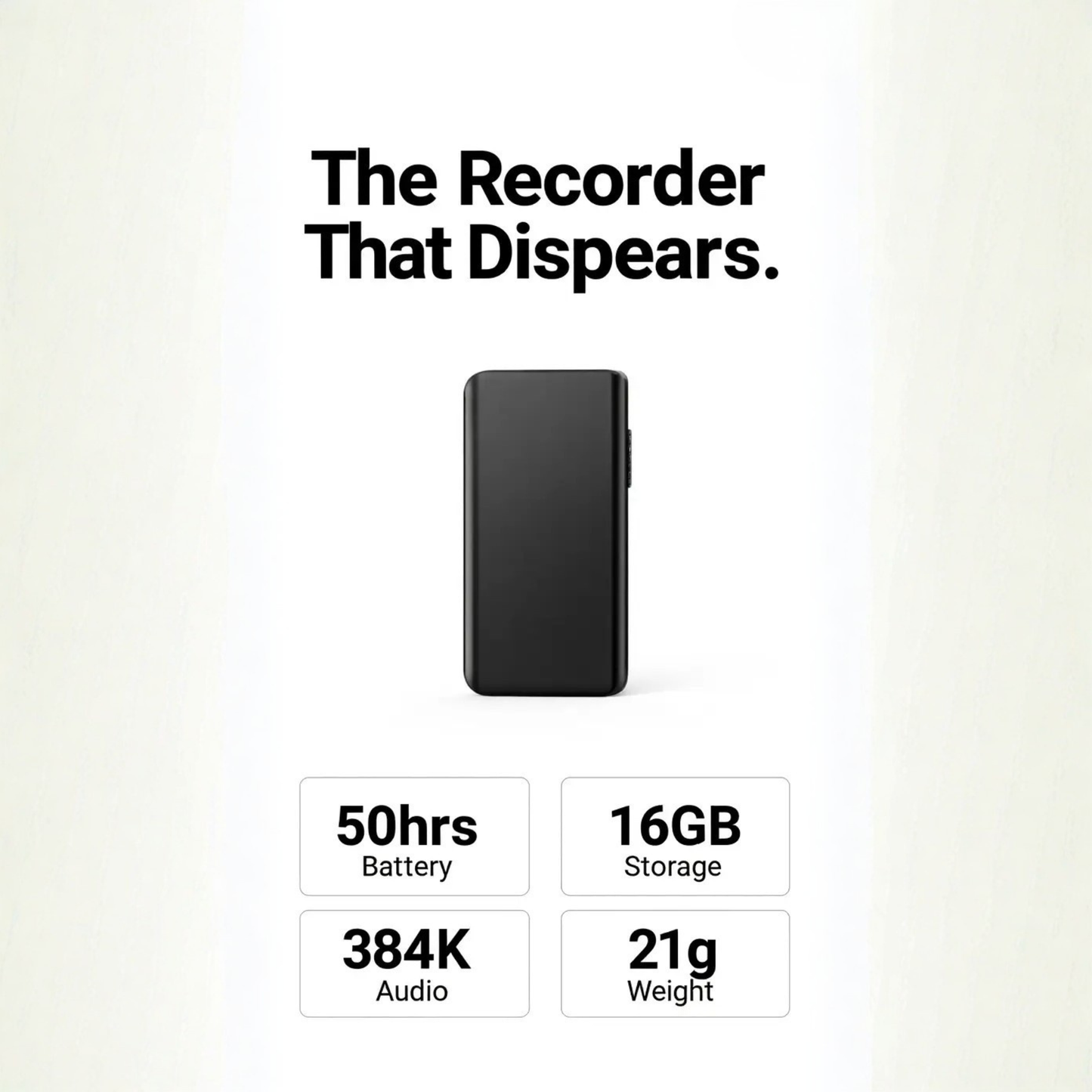 Compacte Spraakrecorder met Geluidsactivatie – Klein 16GB Dictafoon met 50 Uur Batterij en Ruisonderdrukking voor Vergaderingen, Interviews en Notities