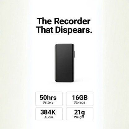 Compacte Spraakrecorder met Geluidsactivatie – Klein 16GB Dictafoon met 50 Uur Batterij en Ruisonderdrukking voor Vergaderingen, Interviews en Notities