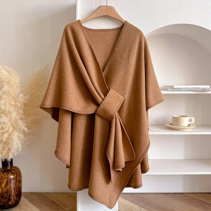 Lichte Poncho Cape met Bescherming tegen Wind en Kou – Warme Shawl voor Najaar en Winter