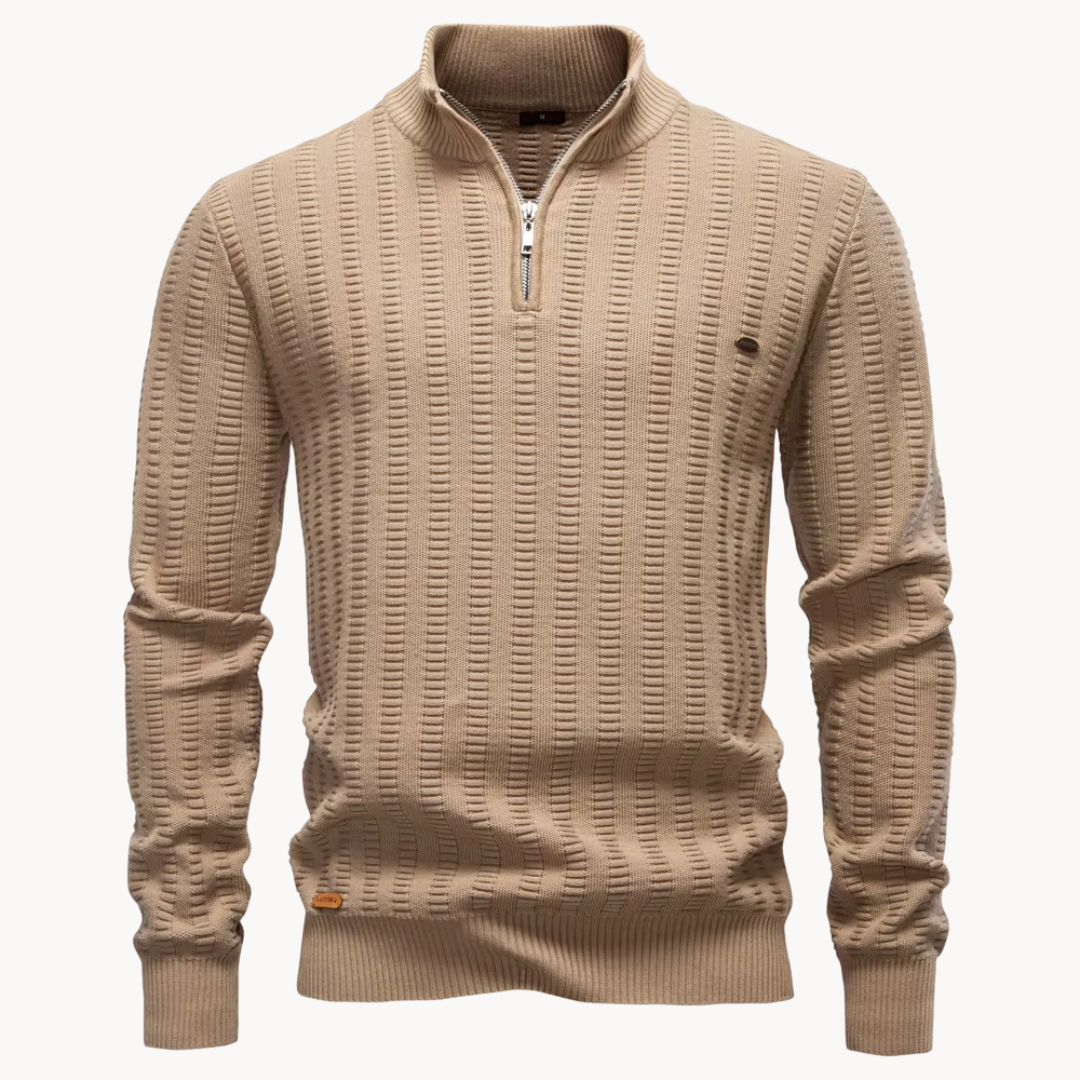 Heren Trui Katoen Quarter-Zip Met Textuur