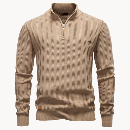 Heren Trui Katoen Quarter-Zip Met Textuur