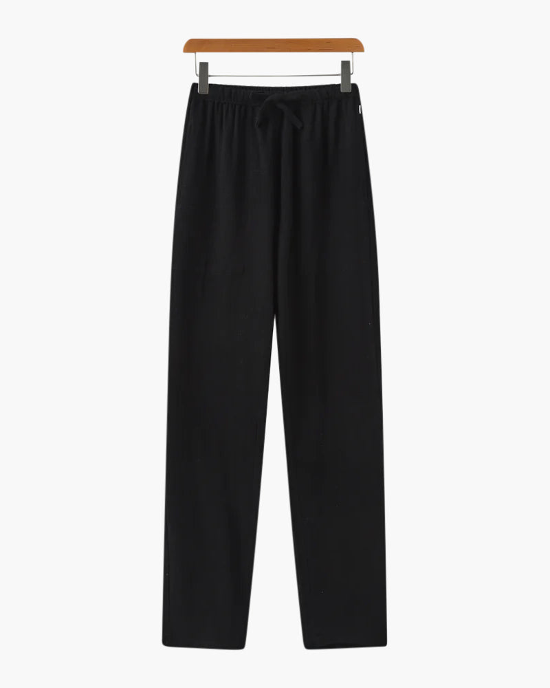 Linnen Broek Heren ZomerSlim Fit Lichtbruin Met Koord