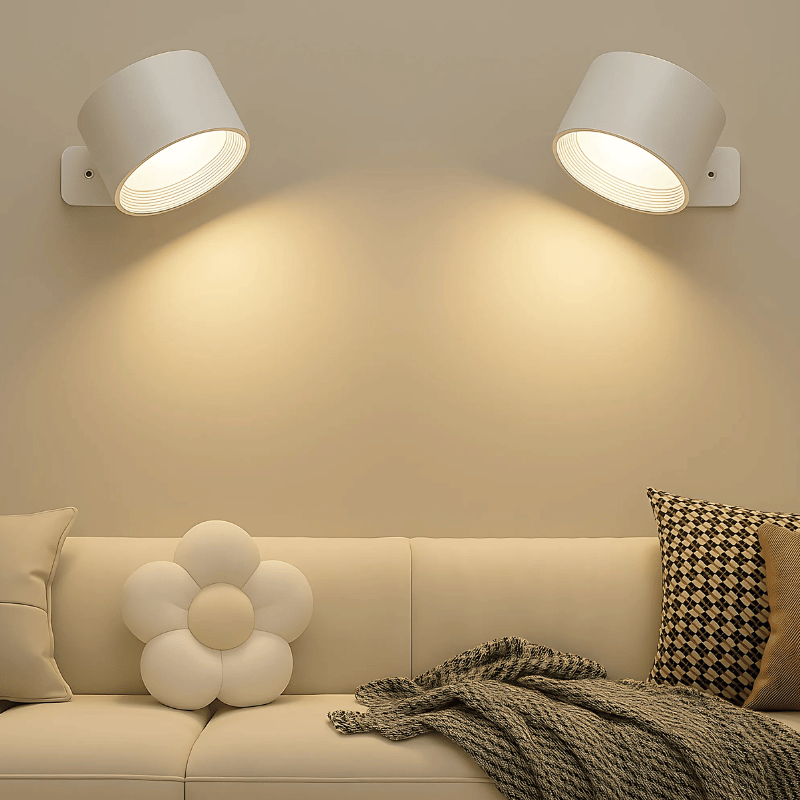 LED Wandlamp Draadloos met Accu en 360° Draaifunctie | Compact Design voor Woonkamer, Slaapkamer, Leeshoek, Hal | Instelbare Kleurtemperatuur Warmwit Neutraalwit Koudwit | Oplaadbare Verlichting 2000mAh