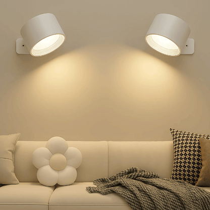 LED Wandlamp Draadloos met Accu en 360° Draaifunctie | Compact Design voor Woonkamer, Slaapkamer, Leeshoek, Hal | Instelbare Kleurtemperatuur Warmwit Neutraalwit Koudwit | Oplaadbare Verlichting 2000mAh
