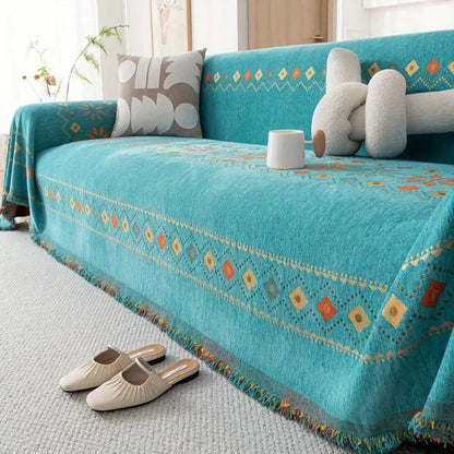Bohemian bankhoes met anti-slip onderkant – stijlvolle meubelbescherming met kwastdetails