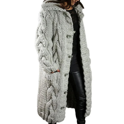 Dikke Cardigan voor Vrouw Met Capuchon