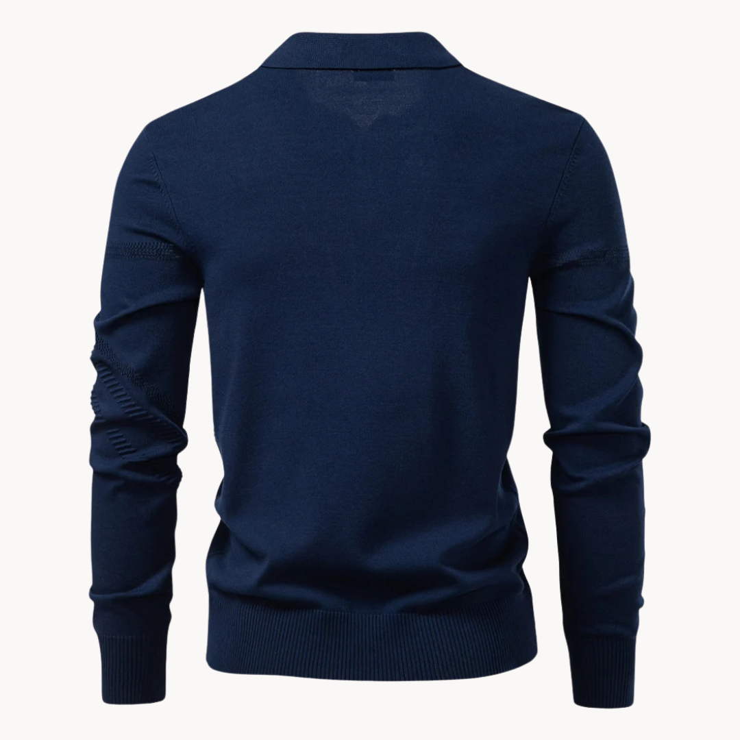 Heren Polo Shirt Gebreid met Subtiele Structuur