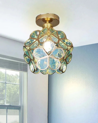 Moderne plafondlamp met bloemdesign in acryl en goudkleurig ijzer – luxe LED designlamp 20 cm