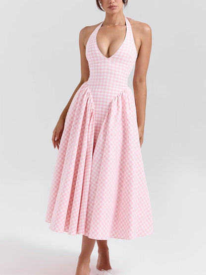 Midi Jurk Diepe V-hals Zomerjurk Vrouw