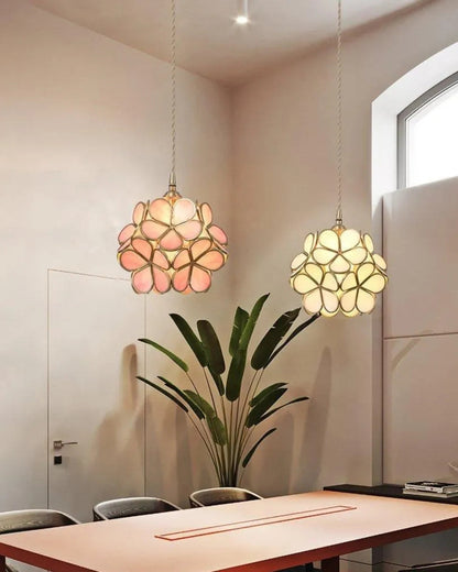 Handgemaakte Hanglamp met Acryl Bloem en IJzeren Frame Transparant Roze Blauw Beige voor Eetkamer Woonkamer Slaapkamer