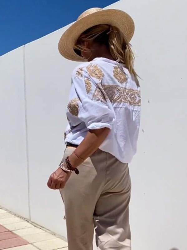 Vrouwelijke Blouse met Leuke Drukkerij