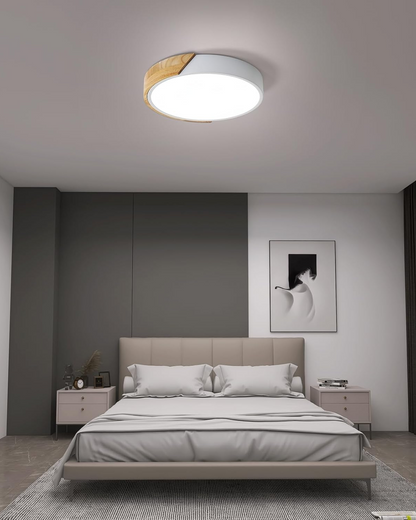 Moderne ronde plafondlamp met houtaccent en LED verlichting – minimalistische designlamp in 23 30 40 50 en 60 cm