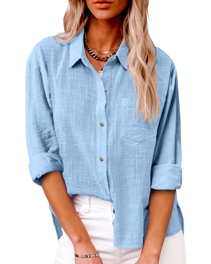 Vrouwen Blouse Lange Mouwen met Zakken - StudioMarella
