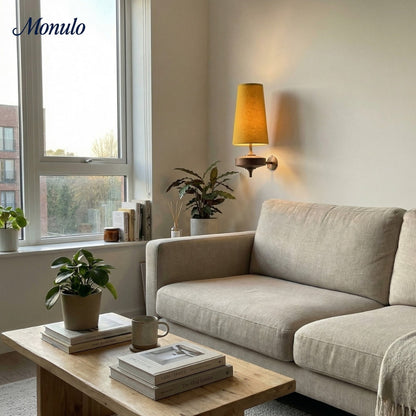 Retro Wandlamp met Stoffen Kap – Vintage Verlichting voor Slaapkamer