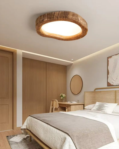 Moderne Houten Plafondlamp Met Warme LED Verlichting En Minimalistisch Design