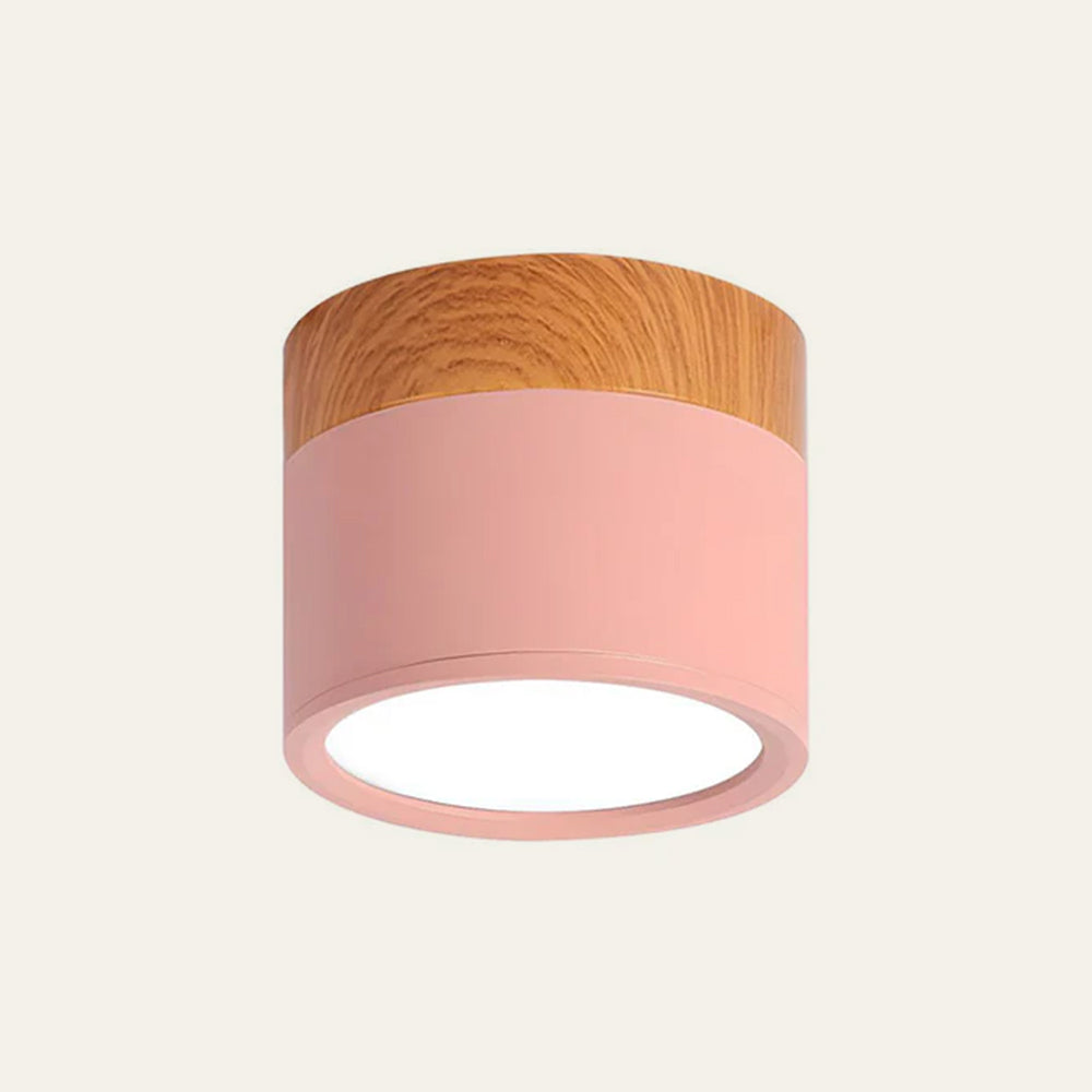 Cylinder kleine plafondlamp LED hout modern plafond hal woonkamer compact design