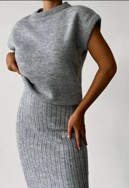 Dames Gebreide Rok en Vest Set Warme Winter Collectie