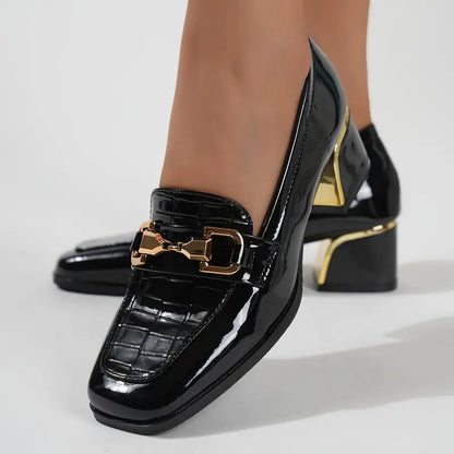 Dames Loafers met Hoge Hak Comfortabele Leer Schoenen