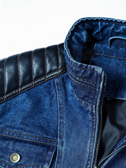 Heren Leren Jas Bikerstijl Denim Look