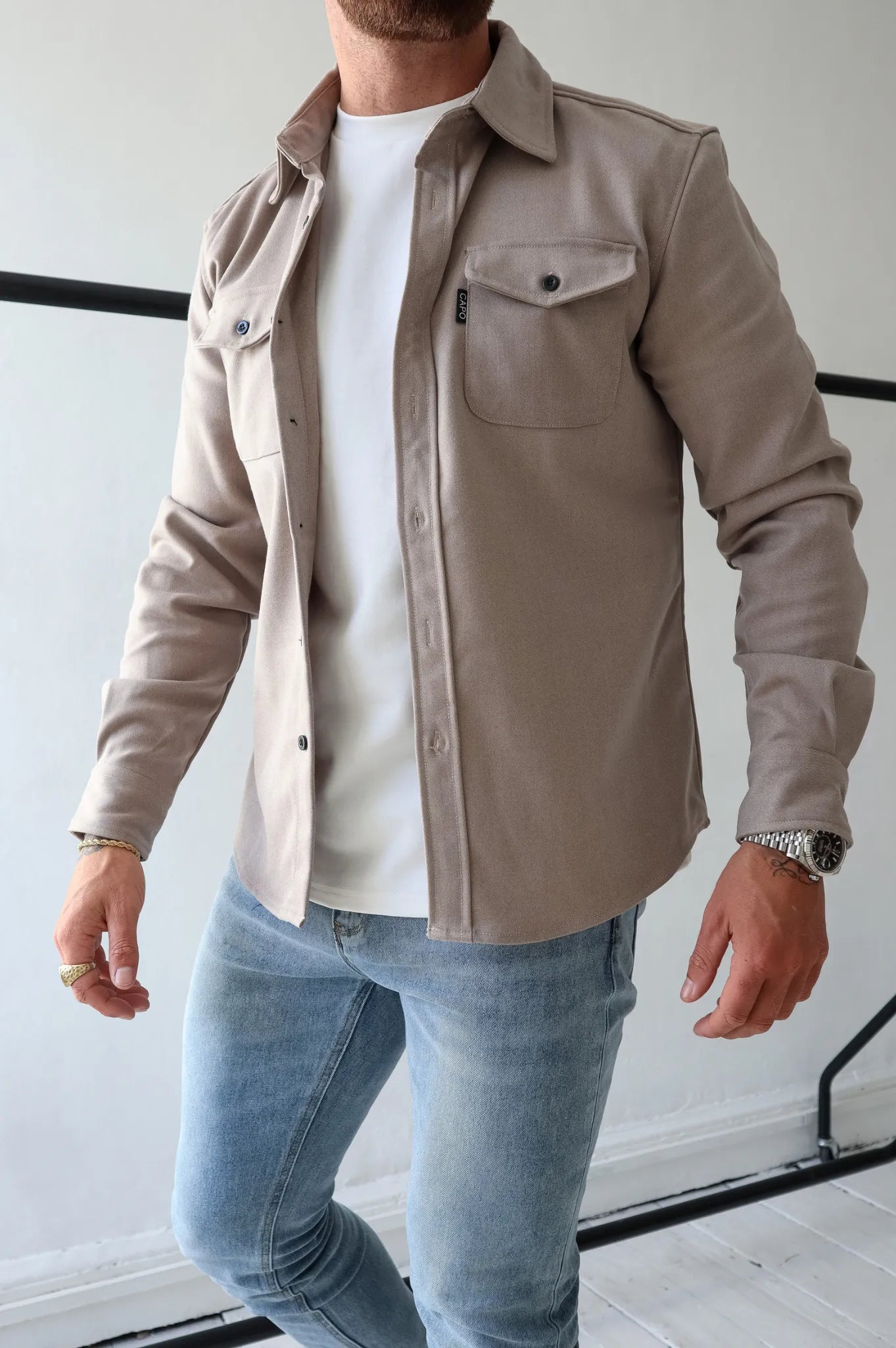 Heren Overshirt Jas Lichtgewicht met Borstzakken voor Lente en Herfst