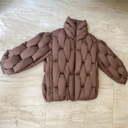 Dames Pufferjas Warm Oversized Gevlochten Jas