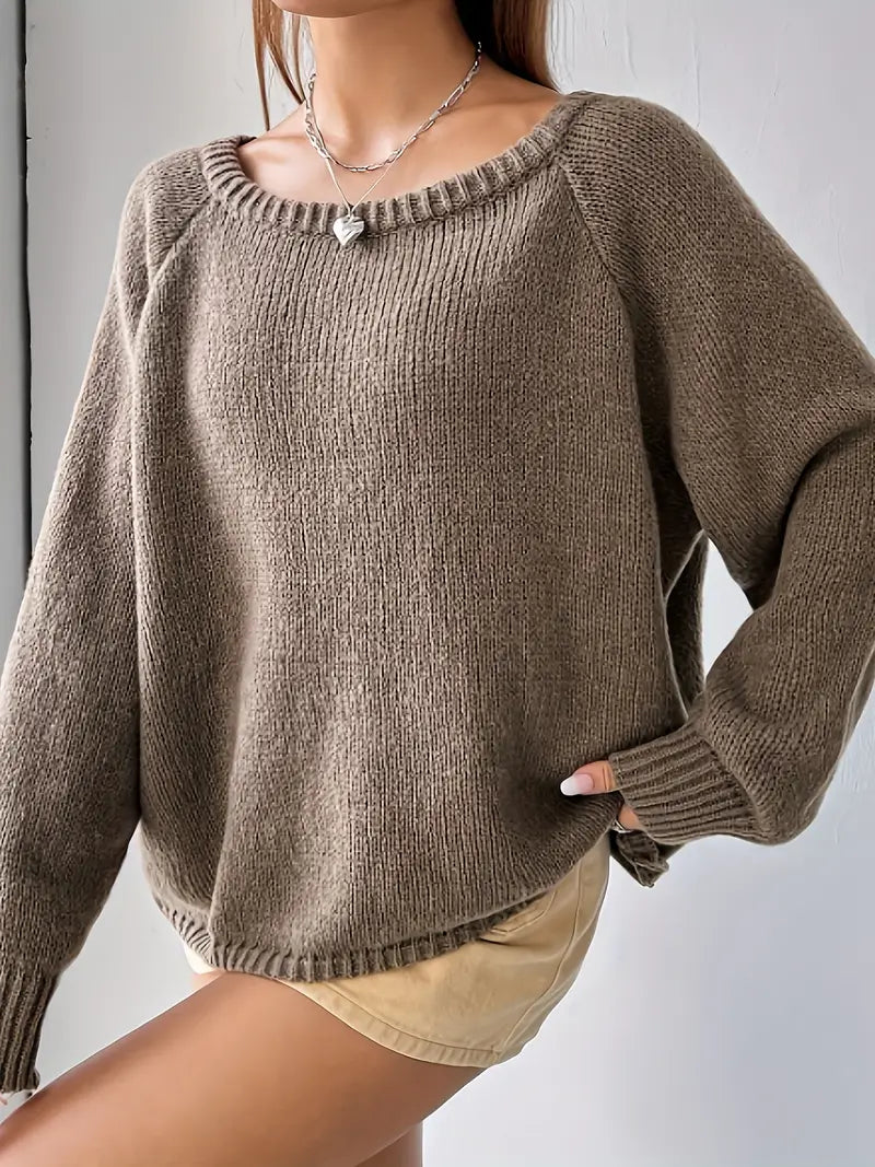 Vrouwen Trui Ronde Hals Comfortabele Raglan Mouwen