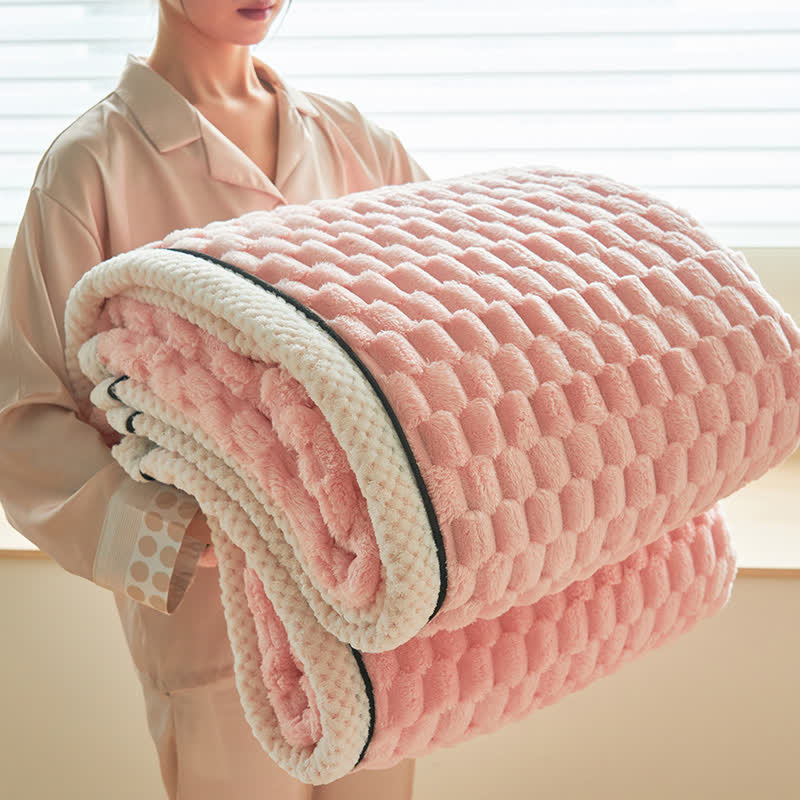 Zachte Coral Fleece Deken – Warme Omkeerbare Plaid voor Bank & Bed