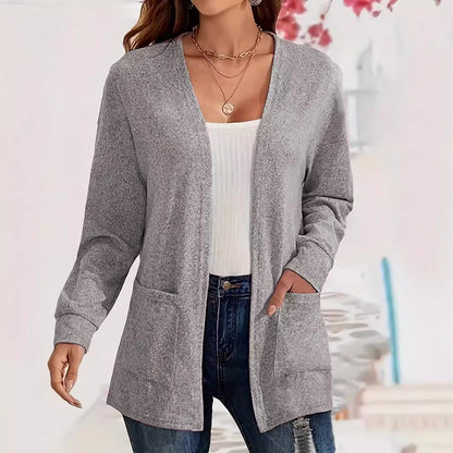 Dames Vest Met Zakken Elegant Lange Mouw