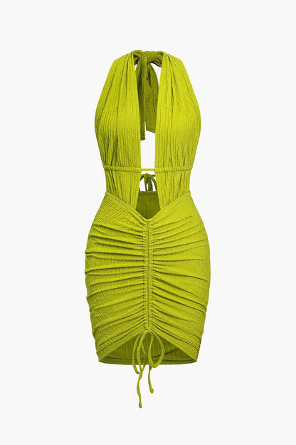 Zomerjurk voor Vrouw Rimpel Jurk Rugloos Minikleed